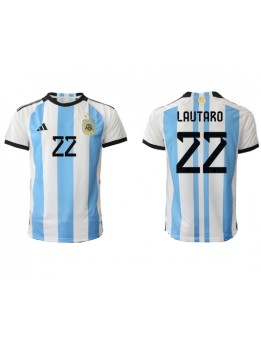 Argentina Lautaro Martinez #22 Replika Hemmakläder VM 2022 Kortärmad